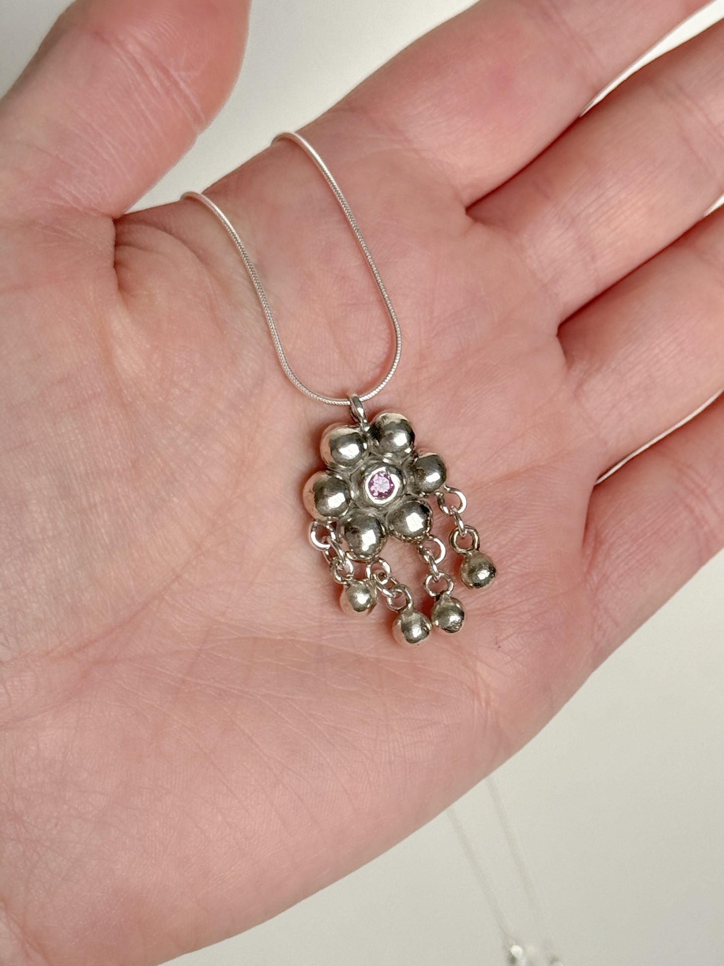 Bubble flower pink cubic zirconia