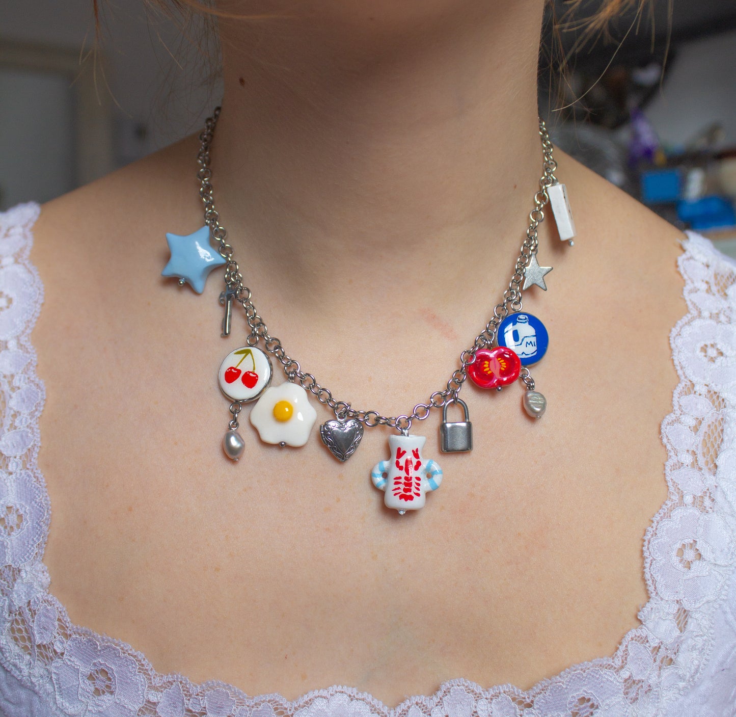 Cherry-cola charm necklace