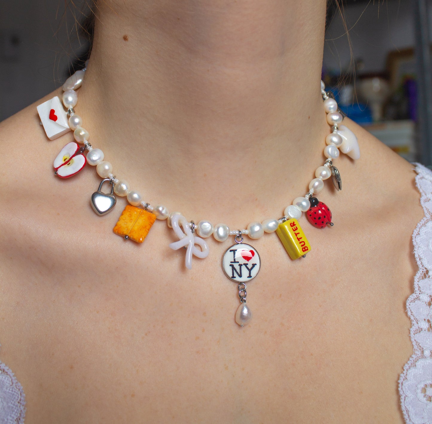 New York lover charm necklace