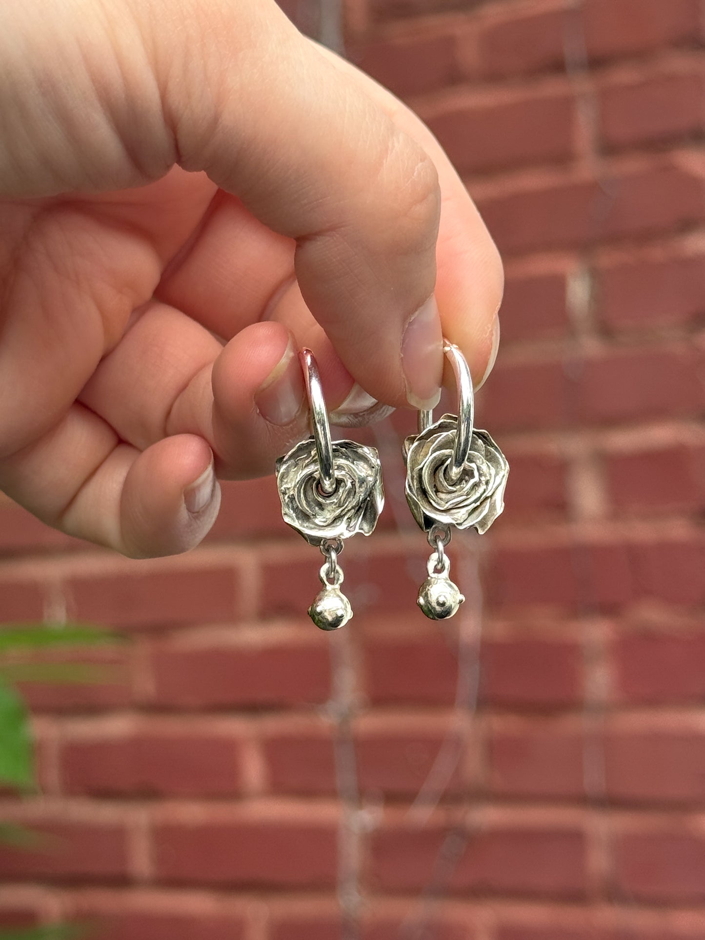 Rose hoop earrings
