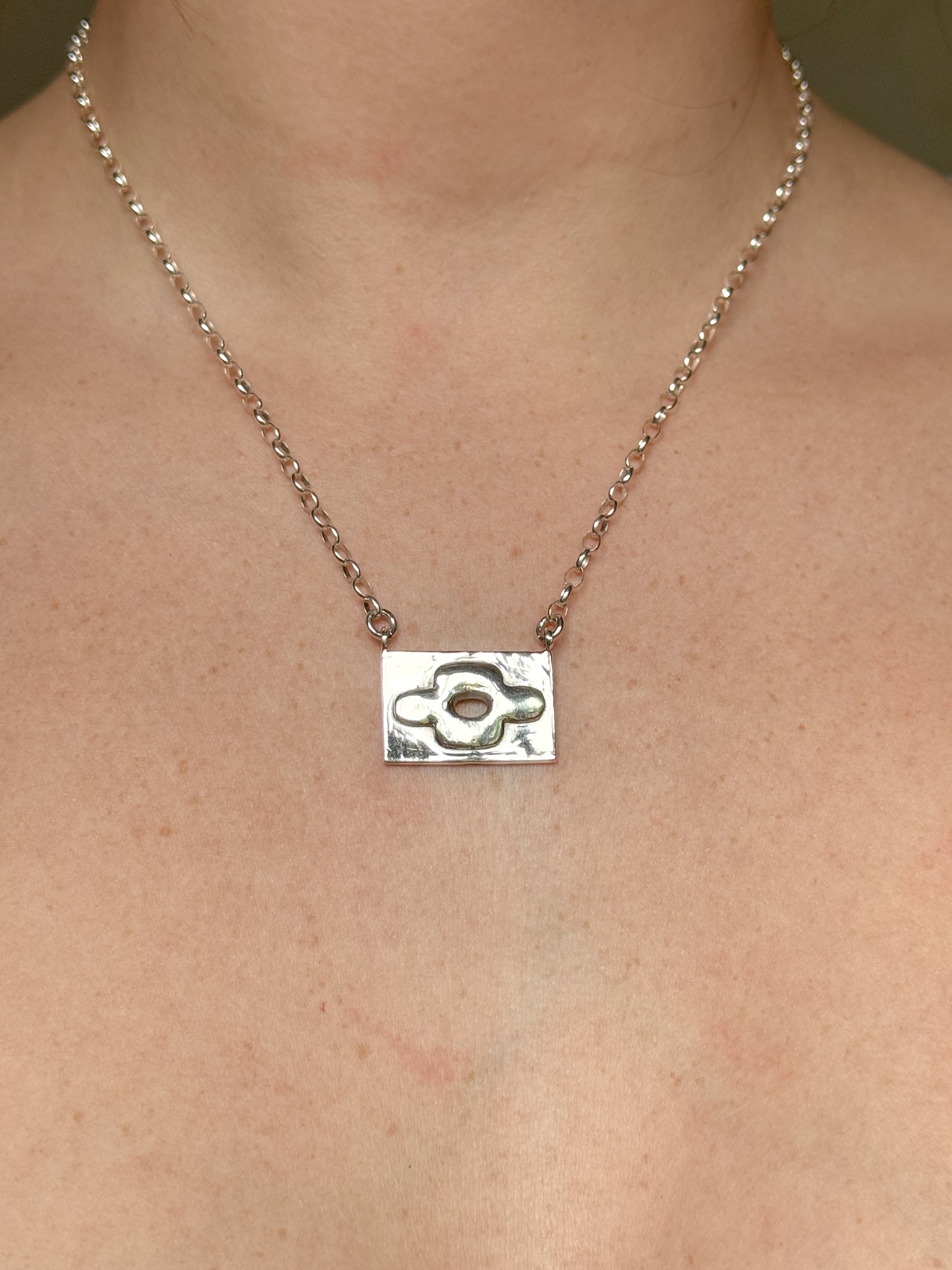 Flower tile necklace