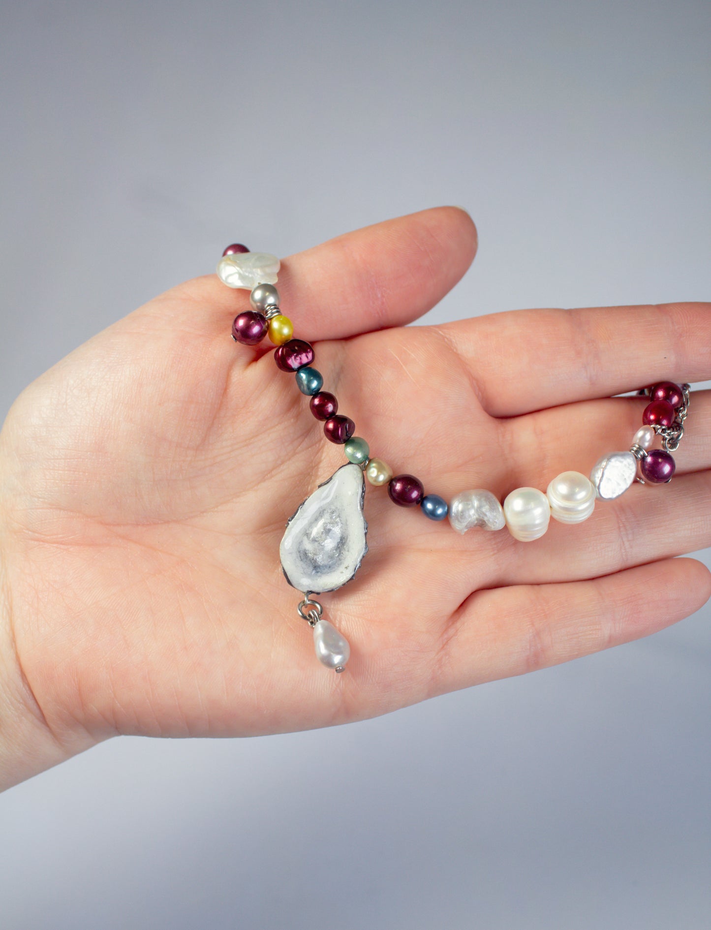 Oyster blue necklace