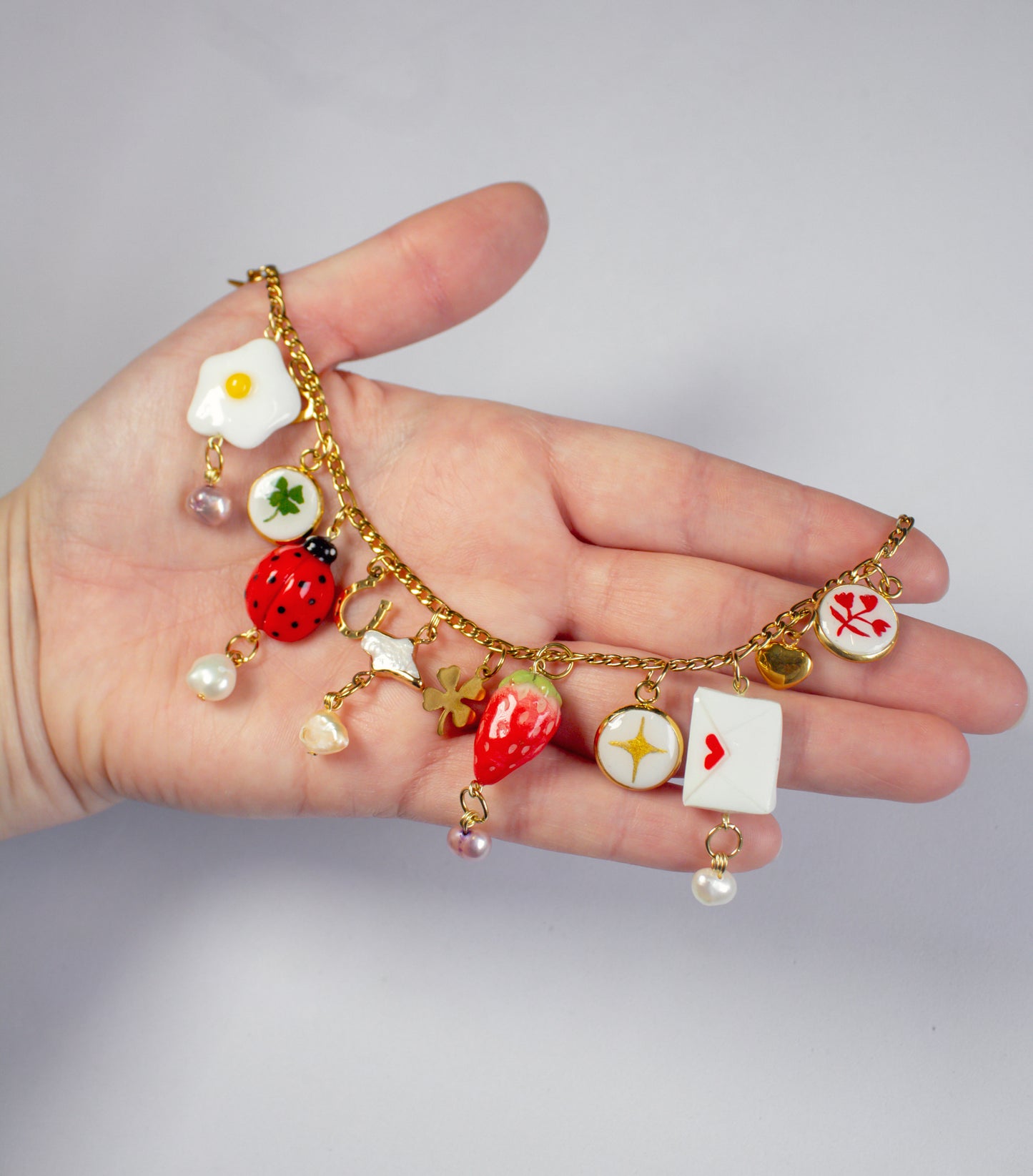 Lady bug charm necklace