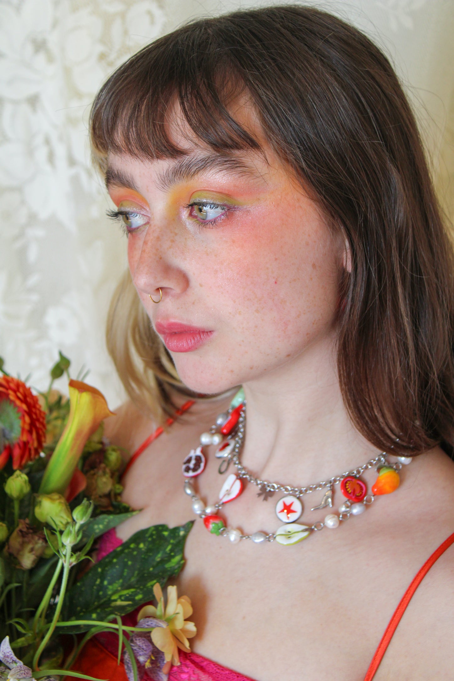 Crimson charm neckalce