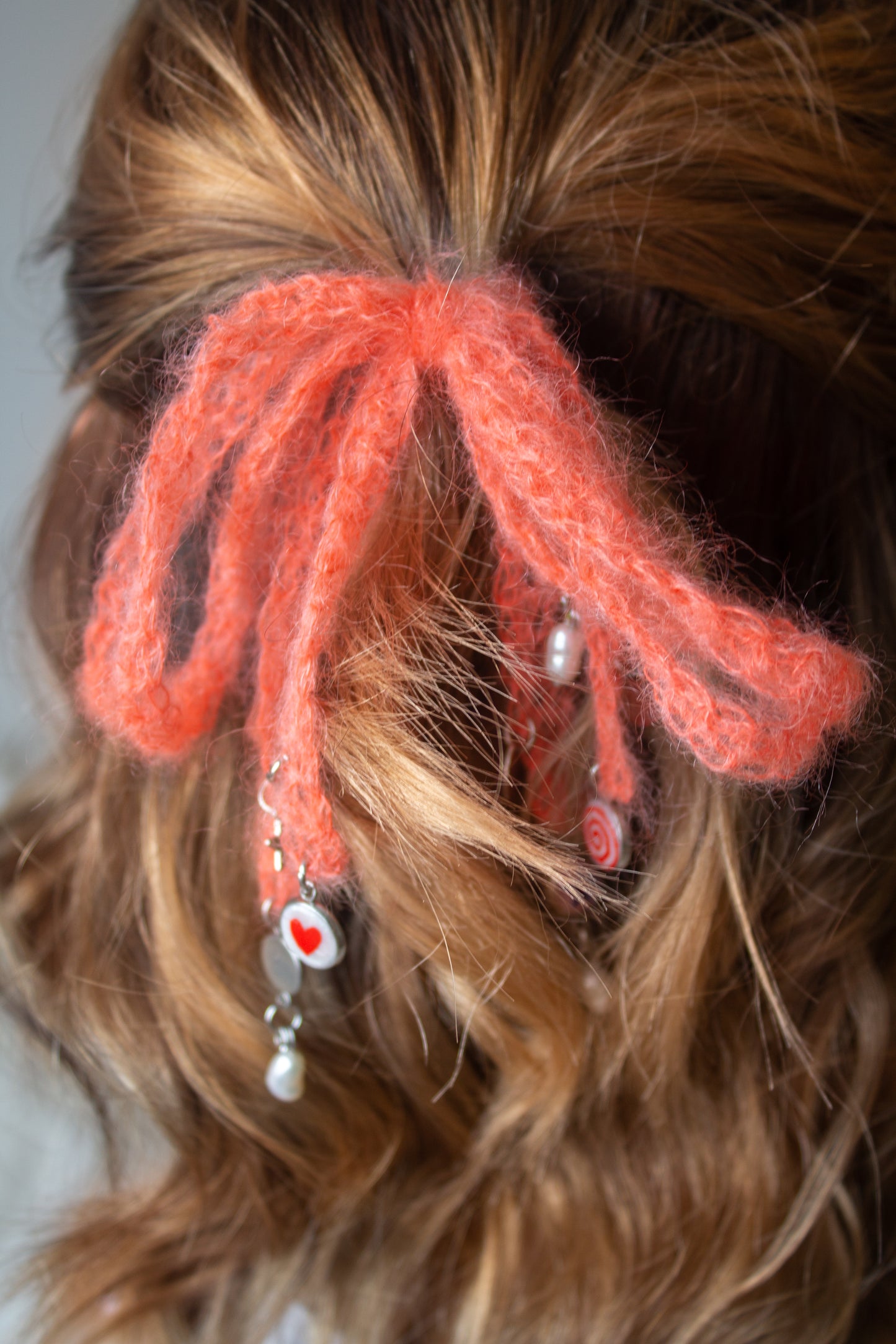 Pink mohair hair bows