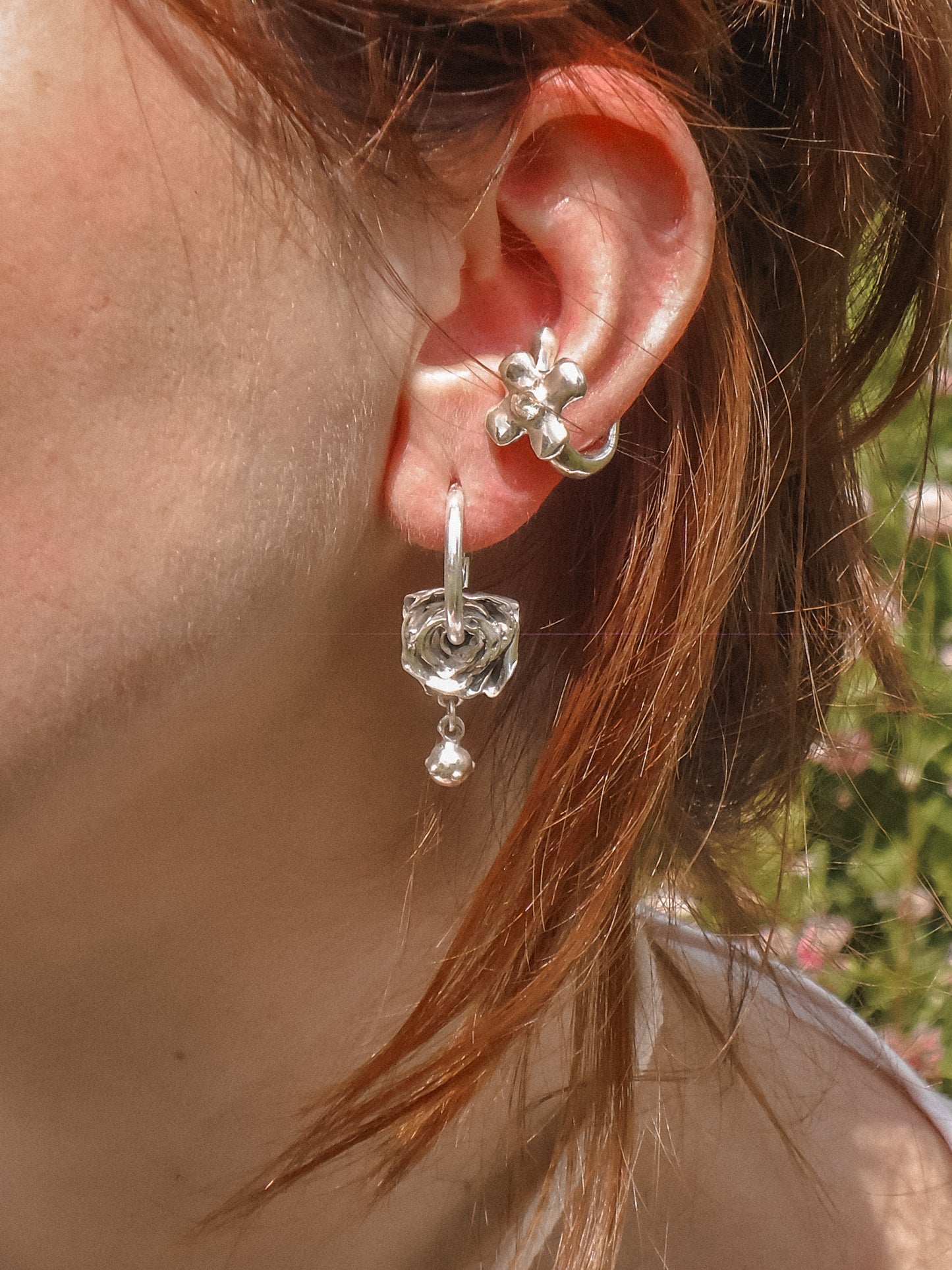 Rose hoop earrings
