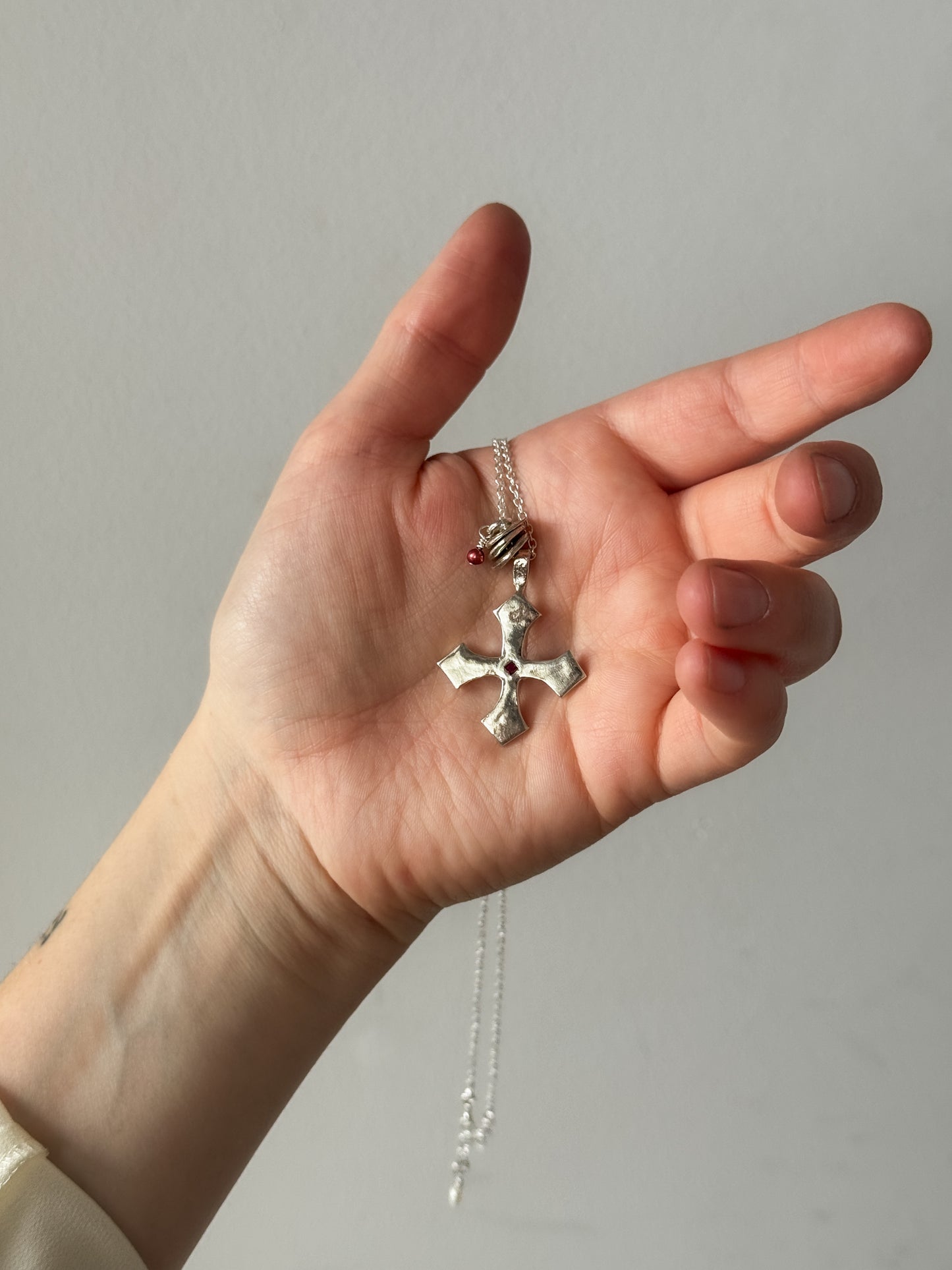 Ruby cross necklace