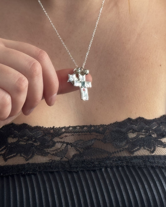 Aqua cross and star necklace stack [1/1]