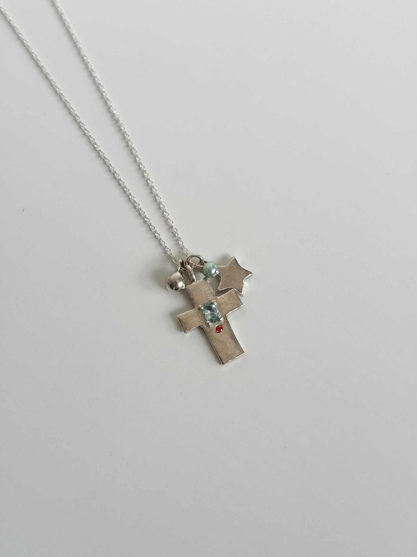 Aqua cross and star necklace stack [1/1]