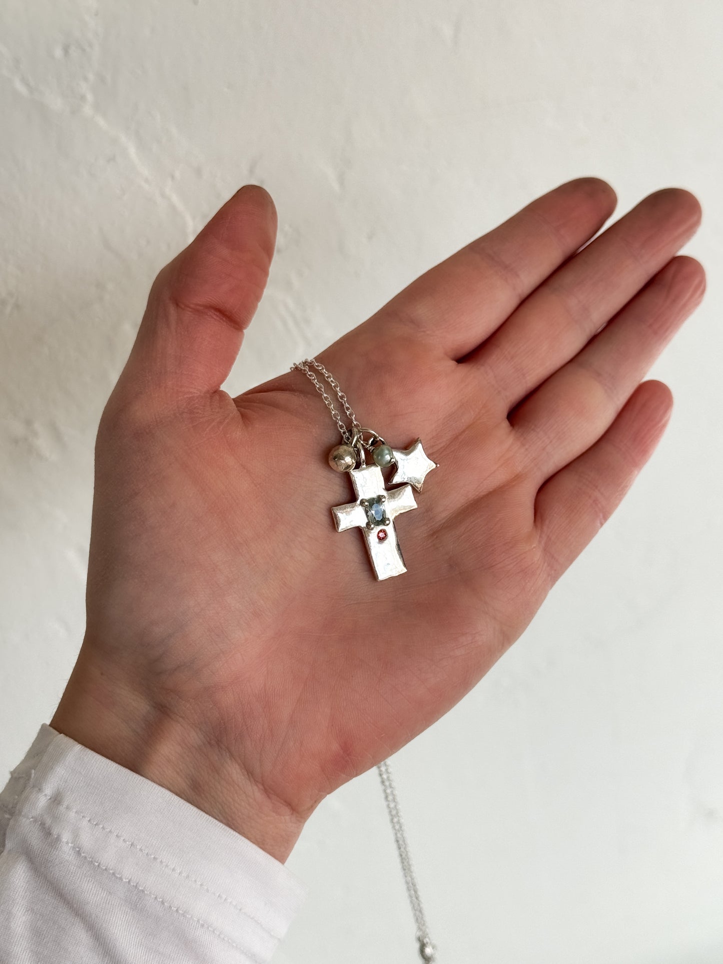 Aqua cross and star necklace stack [1/1]