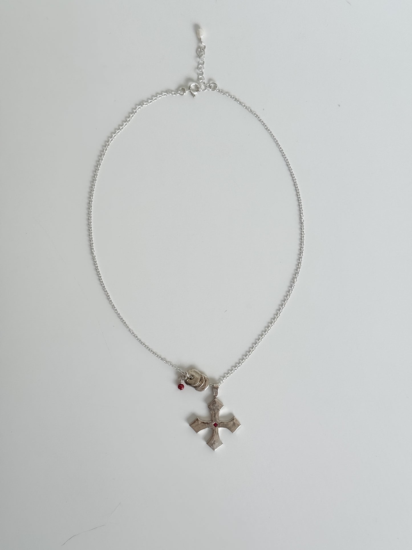 Ruby cross necklace