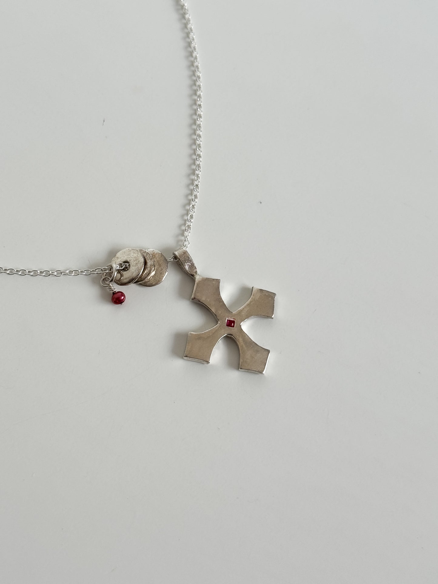 Ruby cross necklace