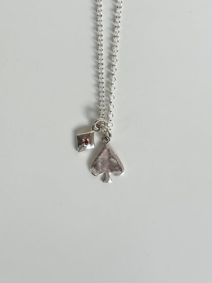 Spade and clubs charm necklaces