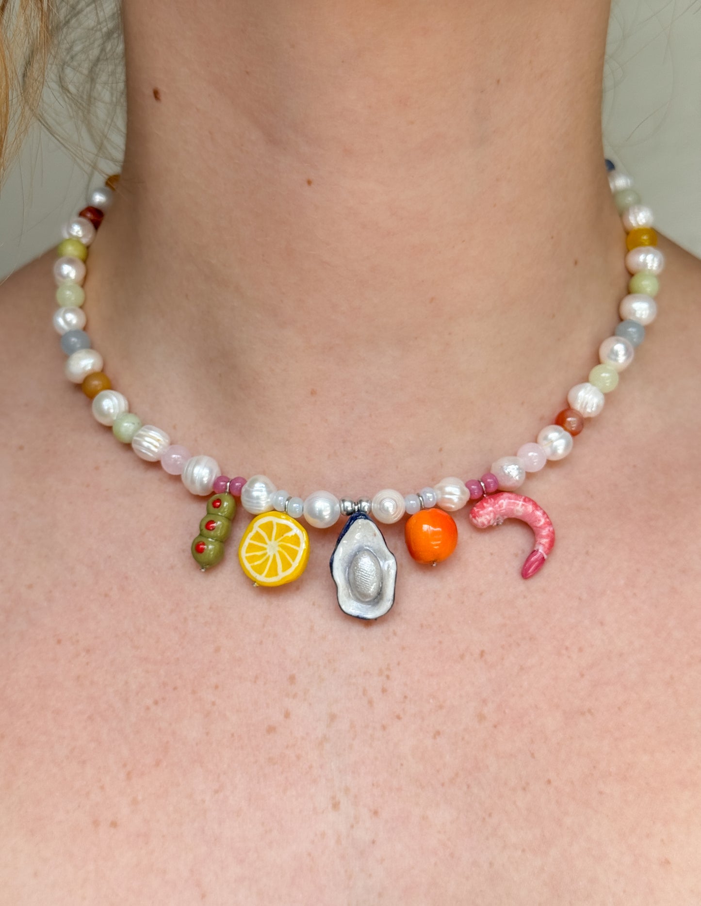 Linen and lemons necklace