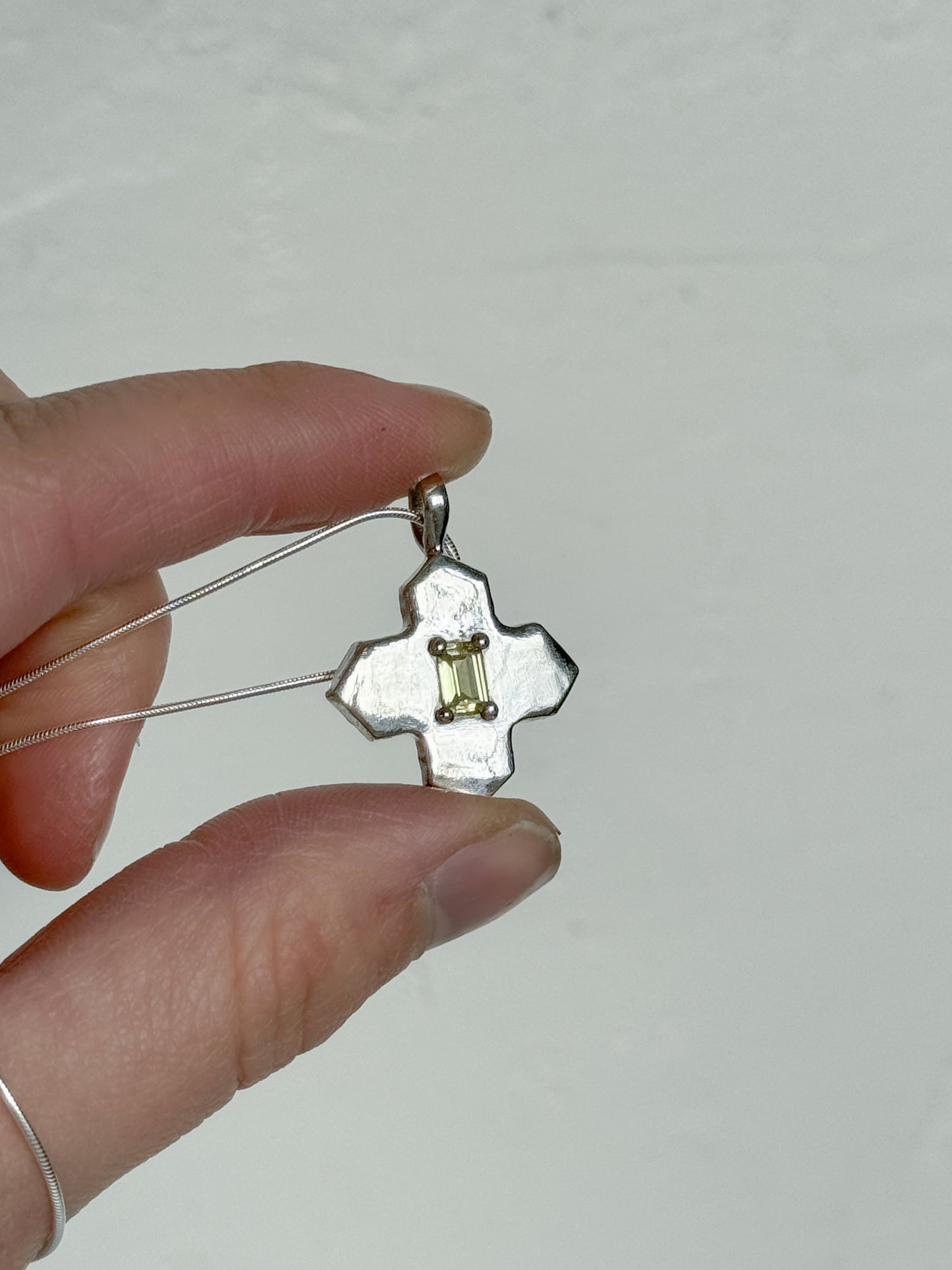 Green sapphire tile necklace