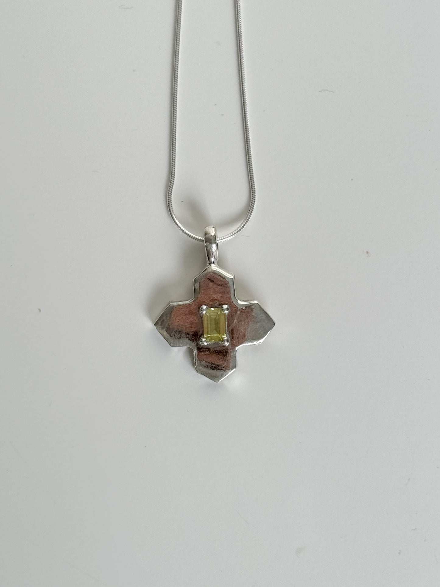 Green sapphire tile necklace