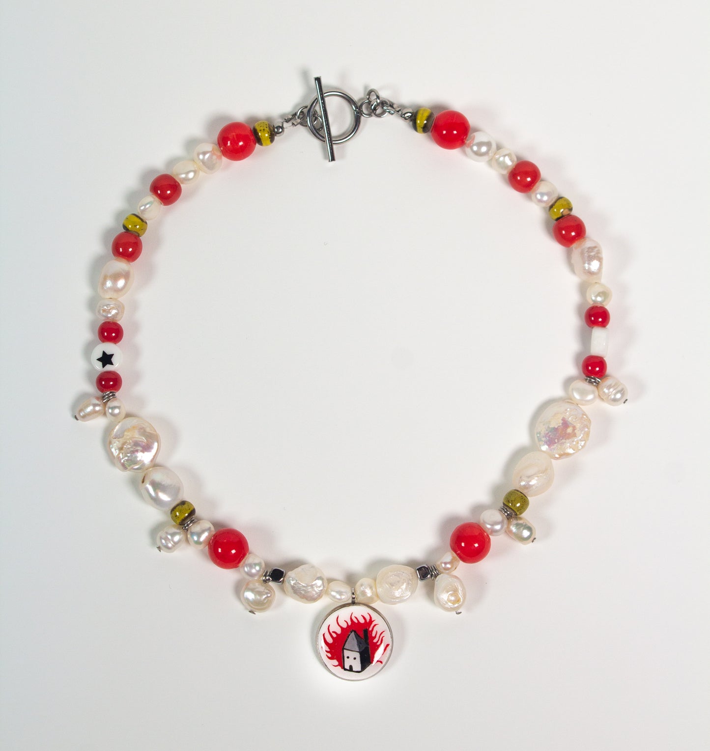 Burning house necklace