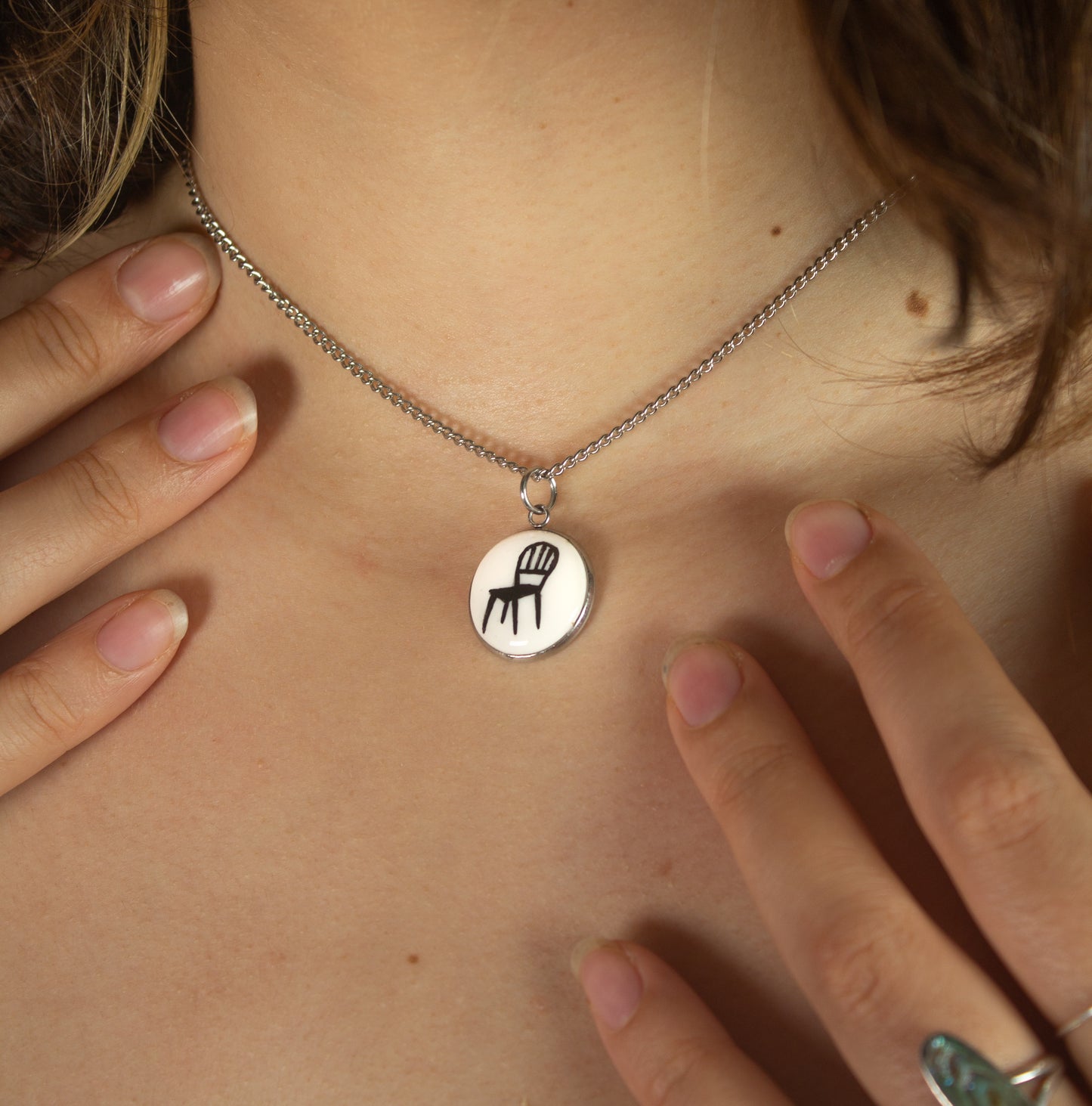 Tiny chair chain necklace