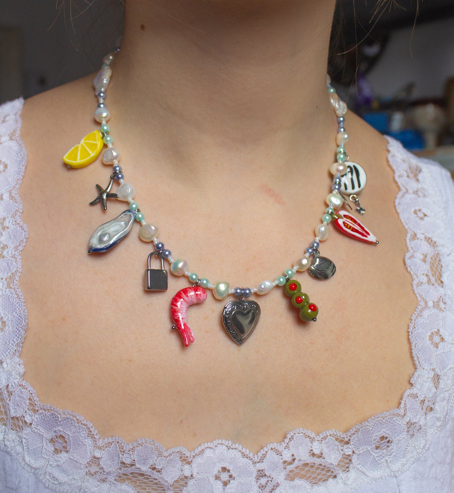 Seababy locket charm necklace