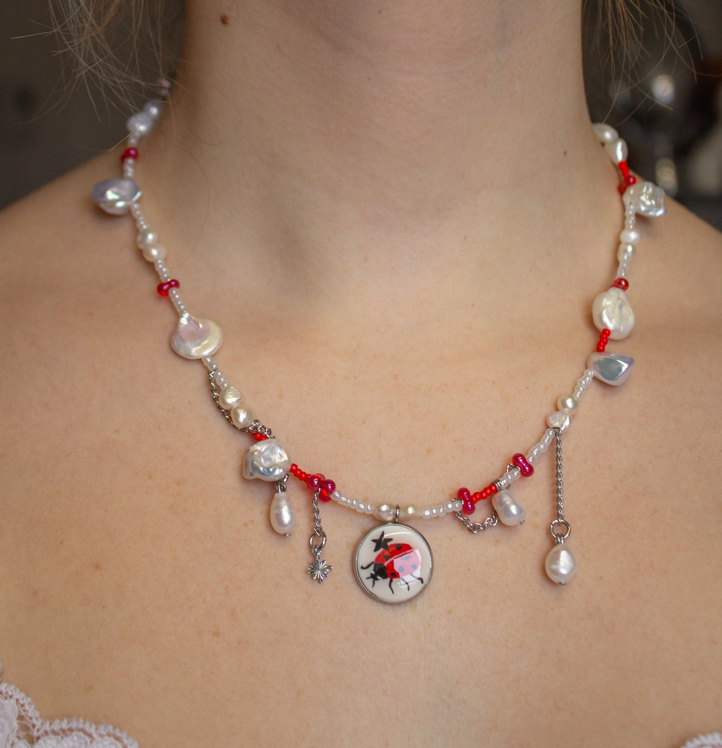 Lady bug necklace