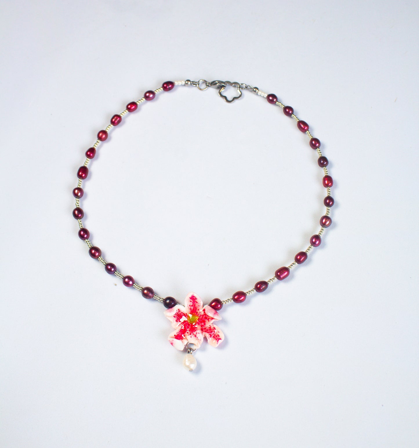 Speckled orchid flower necklace