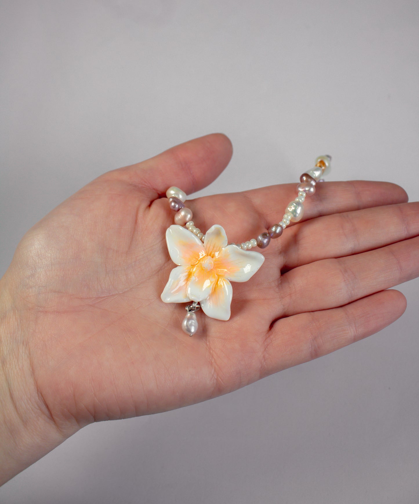 Peachy orchid necklace