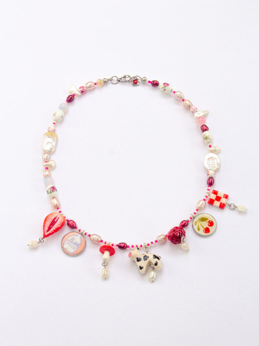 Strawberry cow necklace