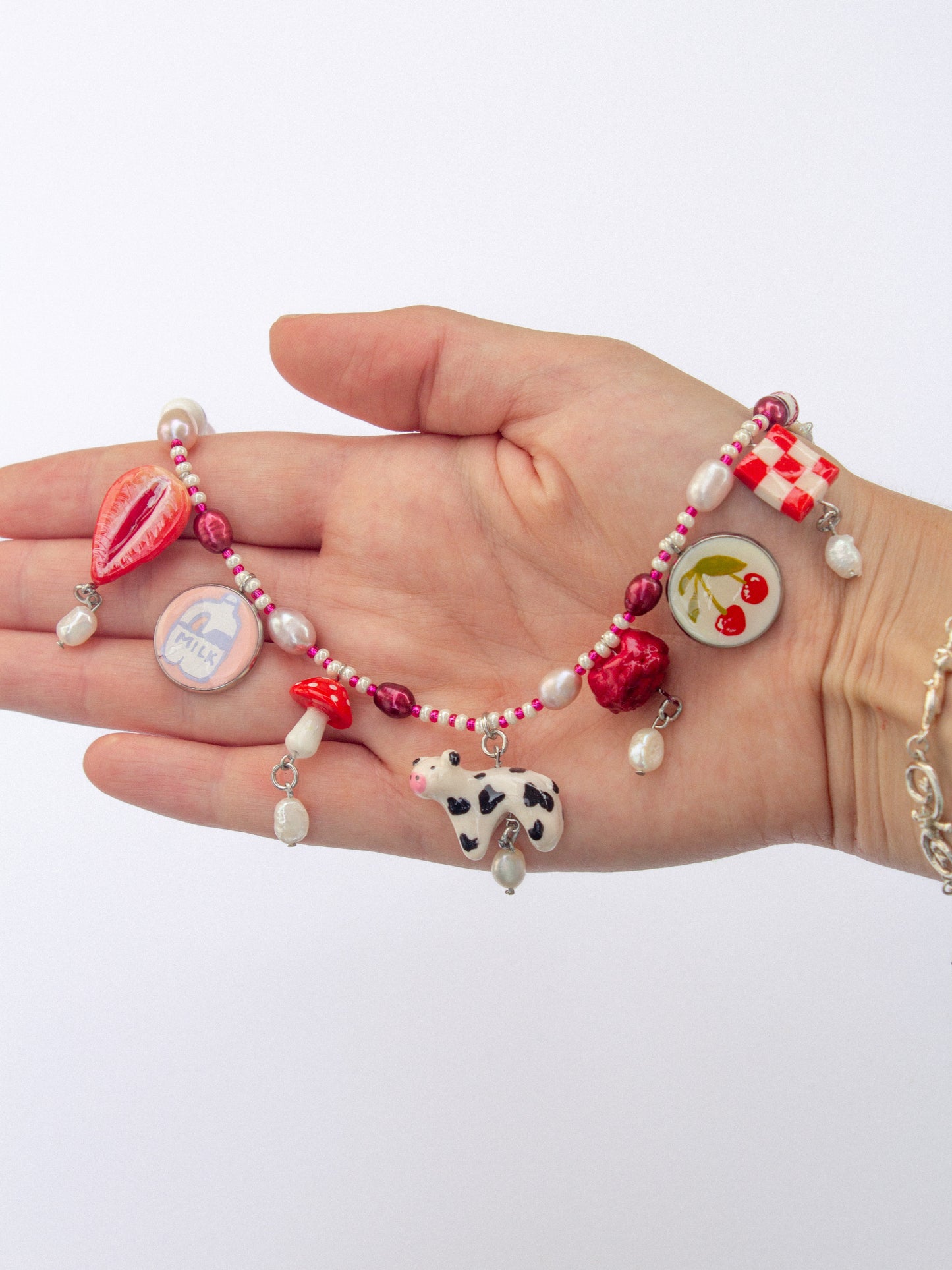 Strawberry cow necklace