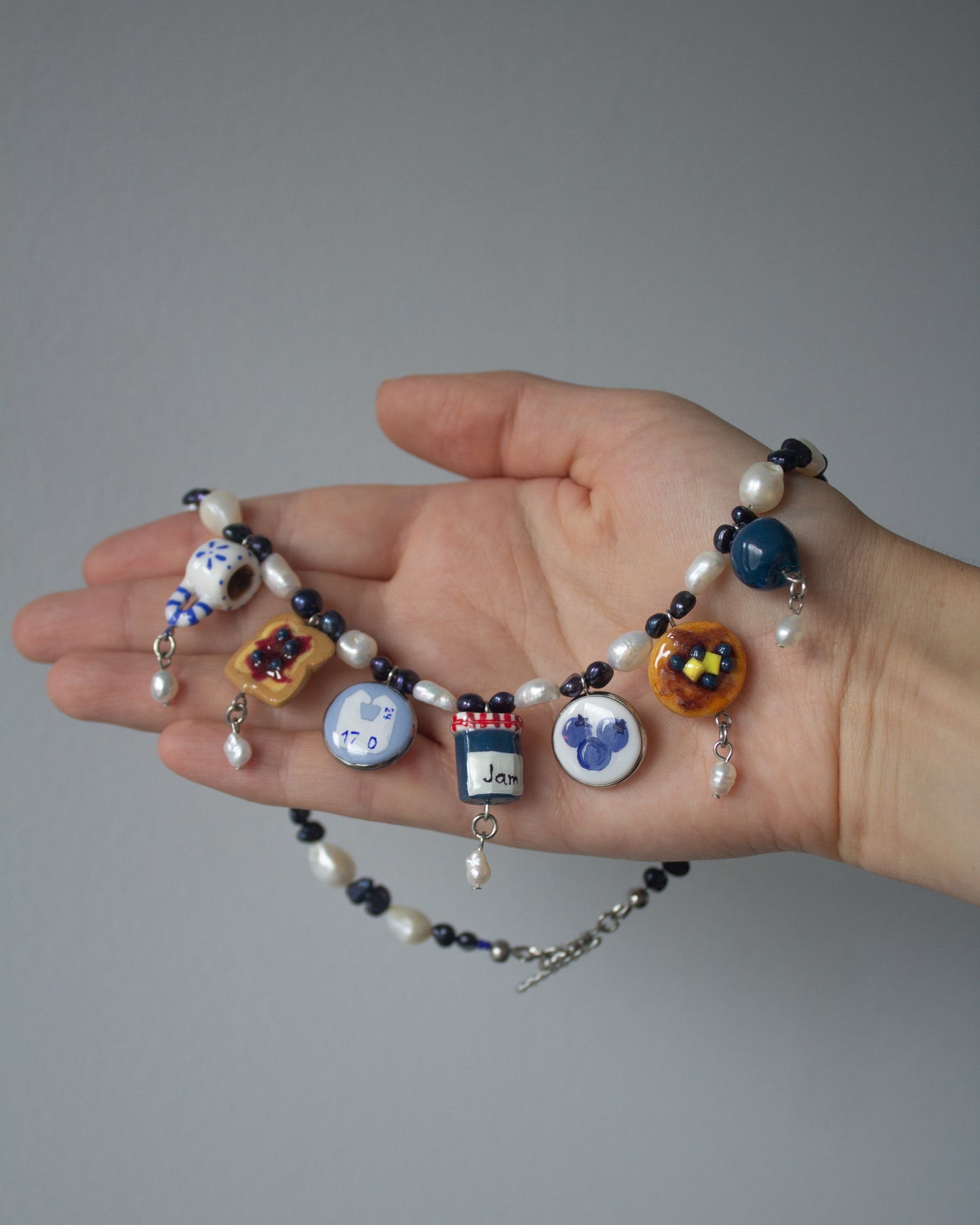 Blueberry pancakes necklace