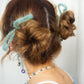 Blue mohair hair bows